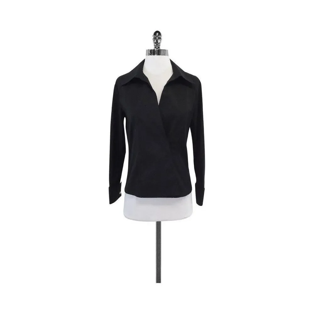 Gucci - Black Cotton Button-Up Long Sleeve Shirt Sz 4